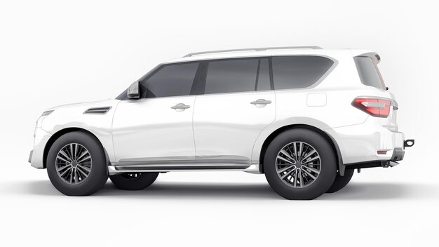 Coche SUV familiar Premium blanco aislado sobre fondo blanco renderizado 3d