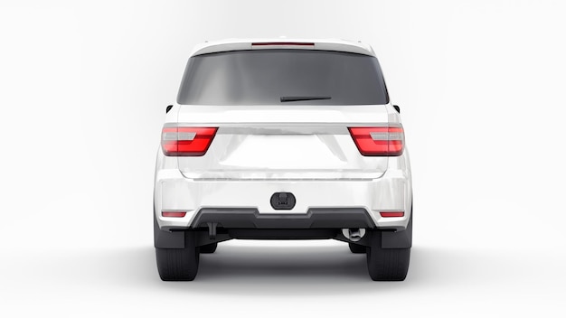 Coche SUV familiar Premium blanco aislado sobre fondo blanco. representación 3d