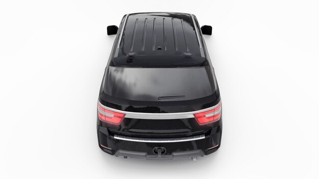 Coche SUV familiar premium negro aislado sobre fondo blanco renderizado 3d