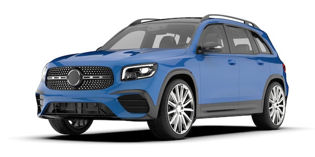 Coche SUV realista aislado en la ilustración de renderizado 3d de fondo