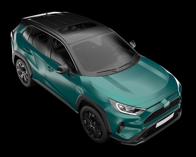 Coche SUV realista aislado en la ilustración de renderizado 3d de fondo