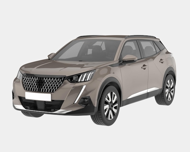 Coche SUV realista aislado en la ilustración de renderizado 3d de fondo