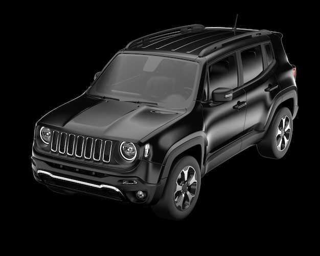 Coche SUV realista aislado en la ilustración de renderizado 3d de fondo