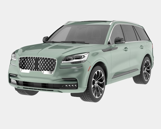 Coche SUV realista aislado en la ilustración de renderizado 3d de fondo