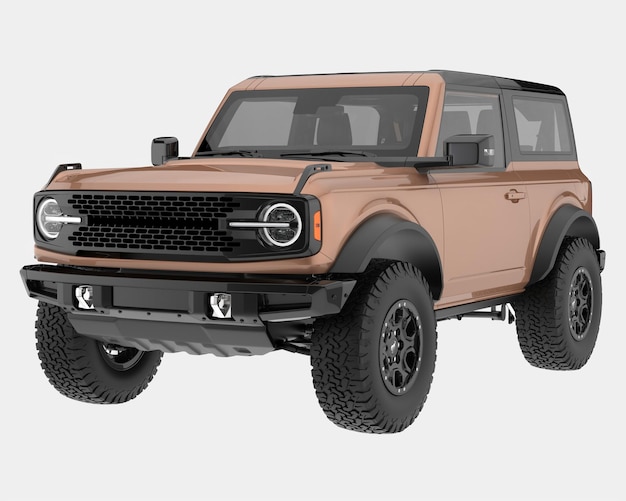 Coche SUV realista aislado en la ilustración de renderizado 3d de fondo