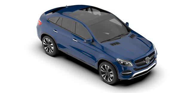 Coche SUV realista aislado en la ilustración de renderizado 3d de fondo