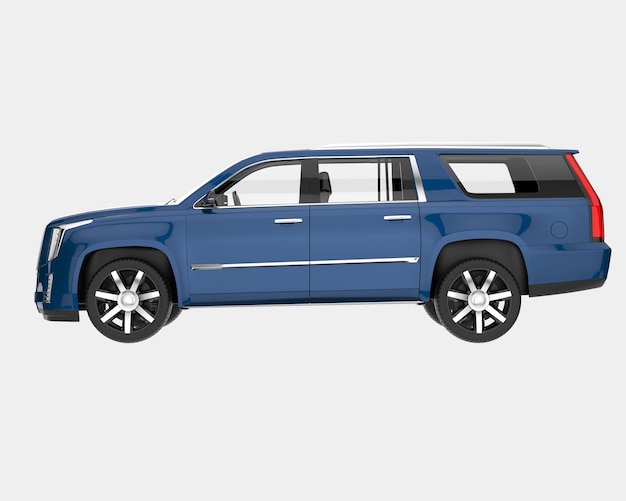 Coche SUV realista aislado en la ilustración de renderizado 3d de fondo