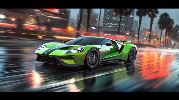 un coche verde y negro con la matrícula número 2