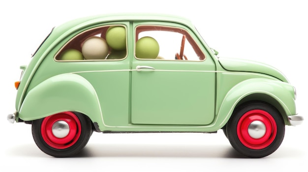 Coche verde de pascua con ai generativo rojo.