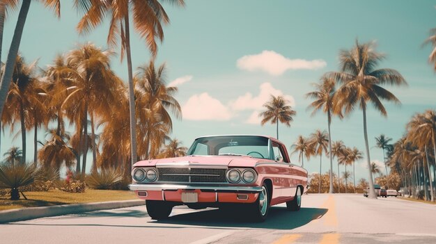 coche vintage retro en la playa