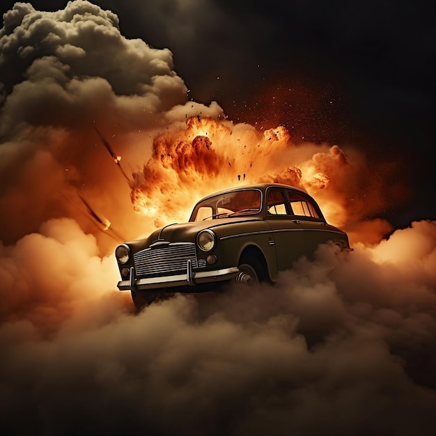 Coche_volando_hacia_la_nube_humo_y_fuego