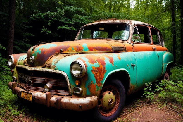 Coches abandonados Reliquias olvidadas Capturando la belleza de los coches abandonados IA generativa