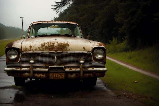 Coches abandonados Reliquias olvidadas Capturando la belleza de los coches abandonados IA generativa