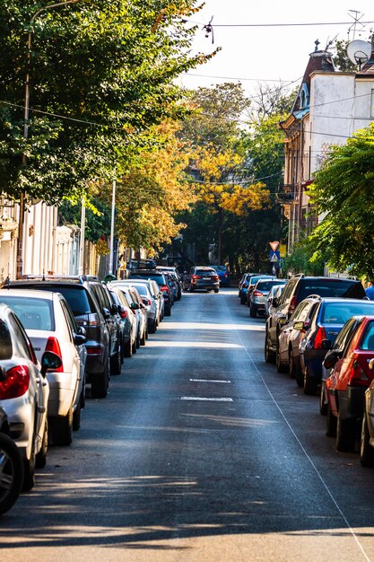 Foto coches en la calle de la ciudad