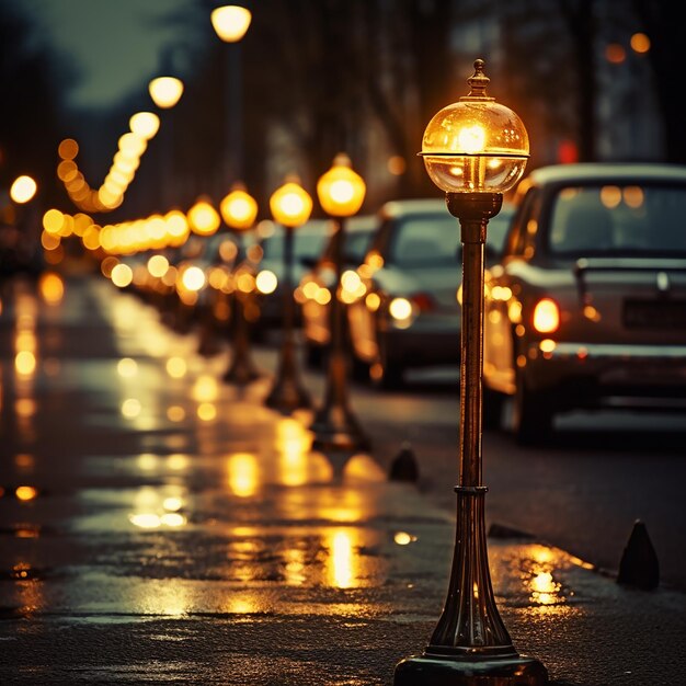 Foto coches en la carretera junto a los postes de luz