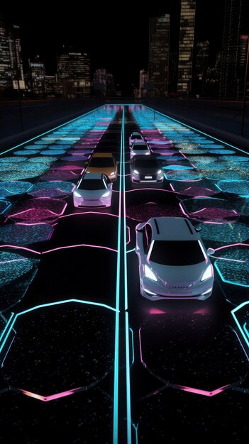 Coches conectados con IoT y tecnologías inteligentes neon Generative ai