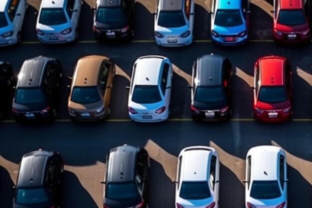 Foto coches para la venta en la fila del lote de existencias