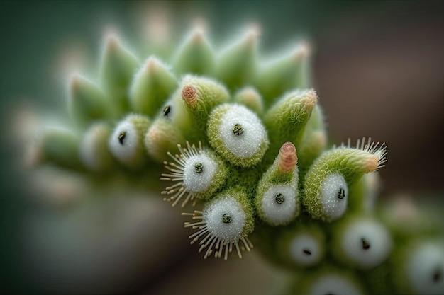 Cochinillas en una planta de flores de cerca