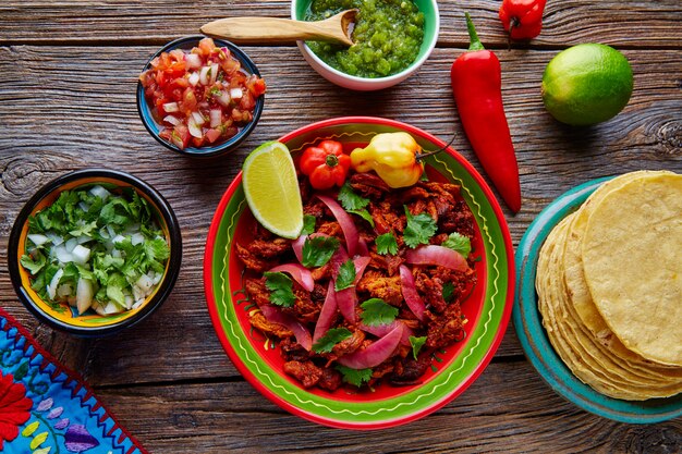 Cochinita Pibil Platillo mexicano con cebolla roja.