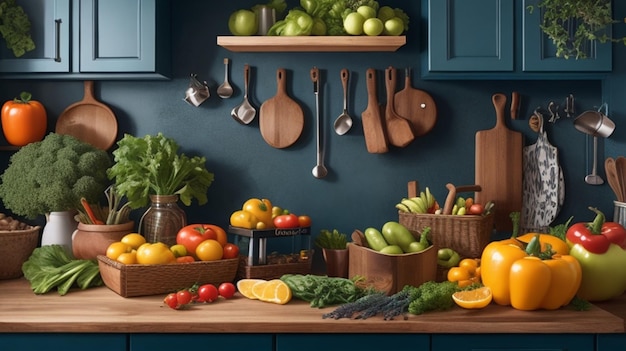 Una cocina bien organizada con productos frescos