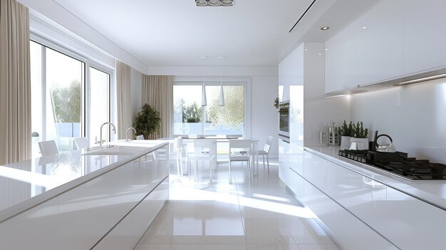 cocina blanca moderna diseño de interiores limpios ar 169