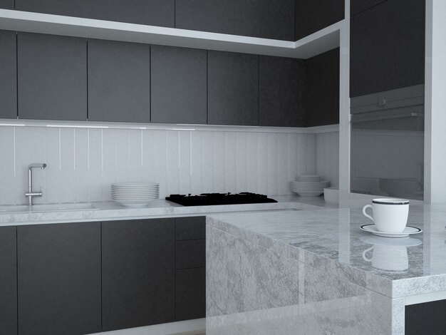 Cocina en blanco y negro