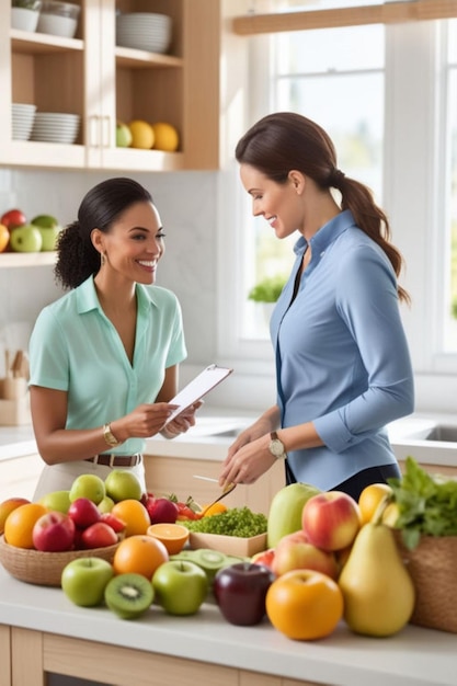 Foto una cocina brillante de diseño moderno y consulta de nutrición personalizada