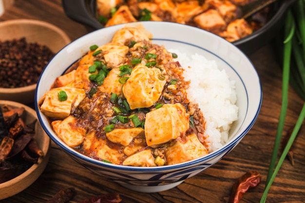 Foto cocina china: tofu y arroz picado picante