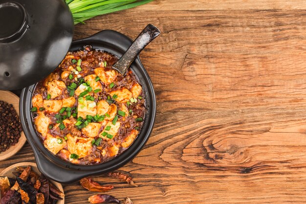 Cocina china: tofu y carne picada con salsa picante