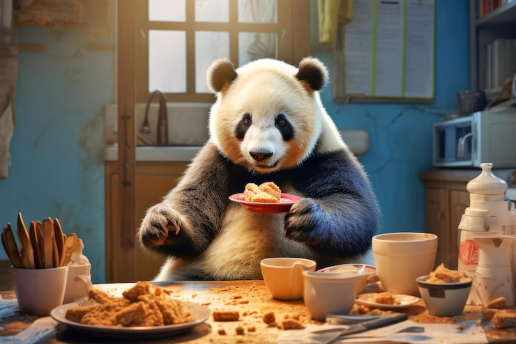Foto la cocina de la cocina de los animales panda