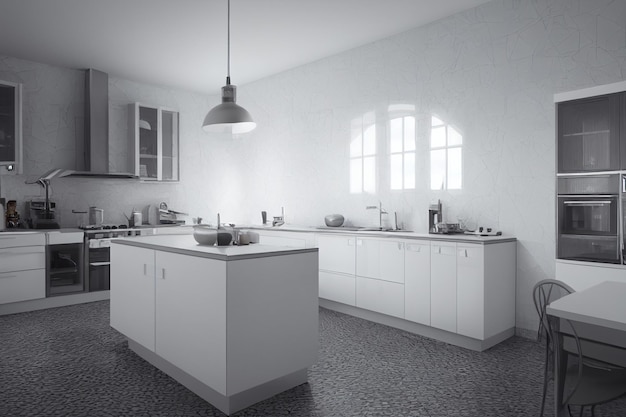 Cocina cocina sala render 3d