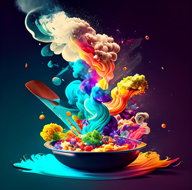 cocina creativa deliciosa apetitosa con una variedad de colores IA generativa