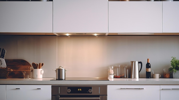 una cocina con estufa, horno y estufa