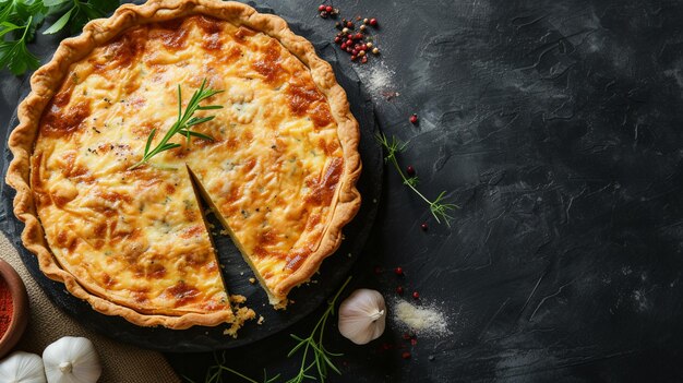 Cocina francesa Quiche Lorraine con espacio para copiar