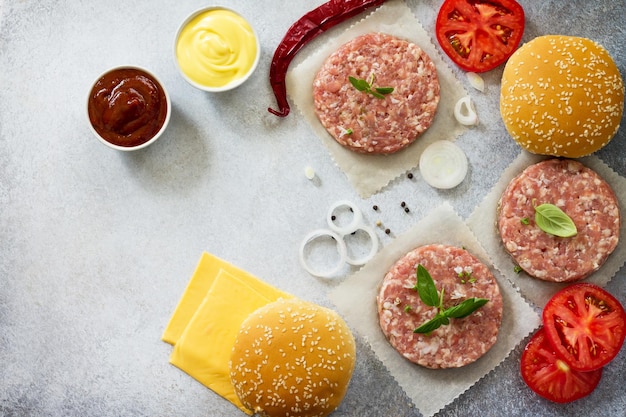 Cocina de hamburguesa con queso Ingredientes para hamburguesa con queso