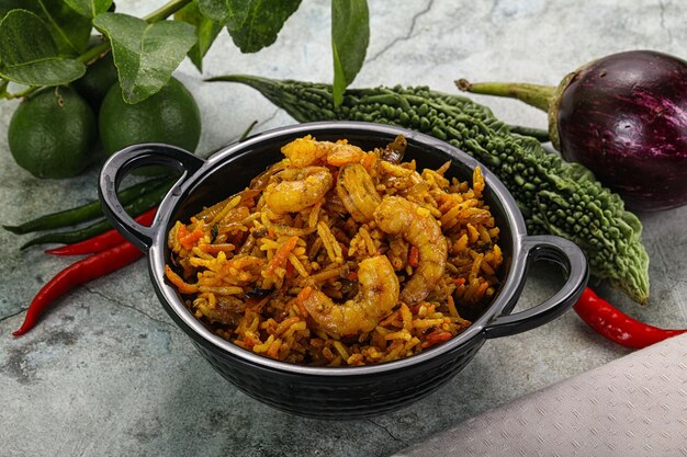 Cocina india arroz briani con gambas