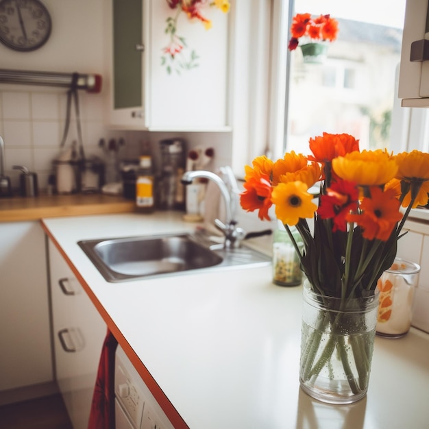 Cocina minimalista bellamente diseñada