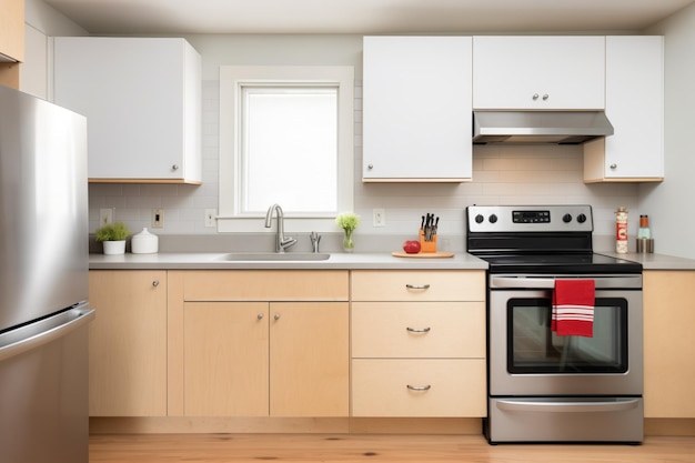 Foto cocina minimalista en una casa de sal con electrodomésticos de acero inoxidable