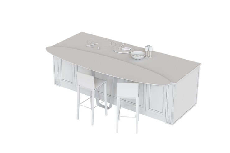 Foto cocina moderna aislada en fondo blanco muebles para el hogar ilustración 3d cg render