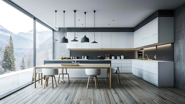 Foto cocina moderna y diseño interior minimalista