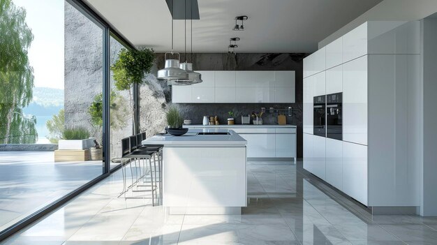 Foto cocina moderna y diseño interior minimalista