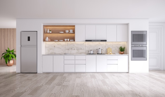 Foto cocina moderna sala blanca interior .3drender