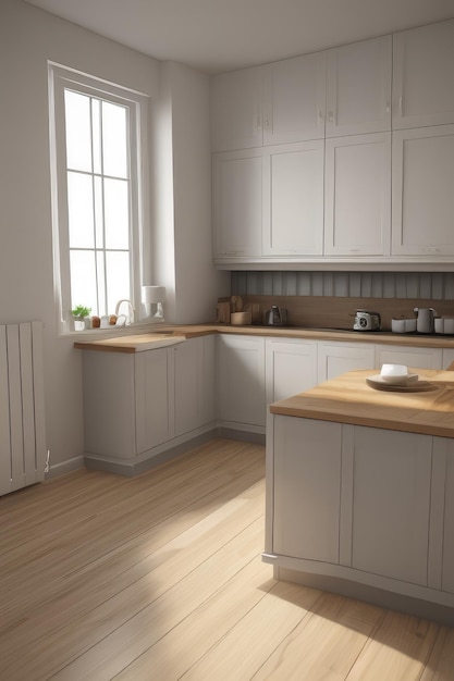 Una cocina con un mueble blanco que dice 'la cocina es blanca'