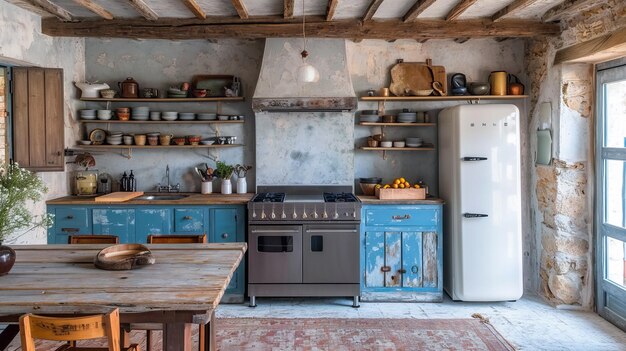 Foto cocina de provenza antigua espacio de comedor de campo