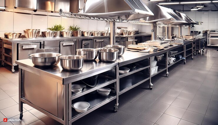 Cocina de un restaurante de acero inoxidable