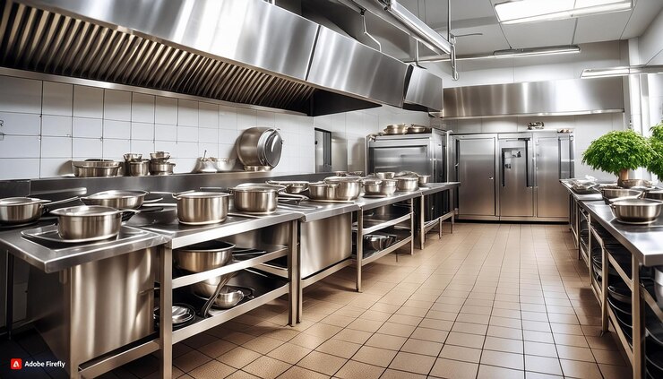 Cocina de un restaurante de acero inoxidable