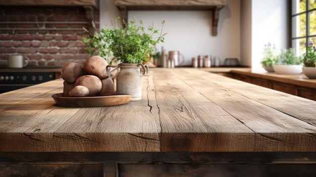 Foto cocina rústica acogedora un espacio culinario antiguo y acogedor