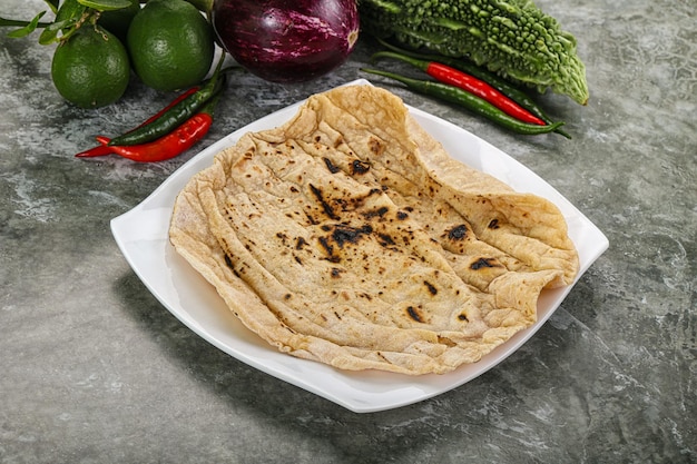 Cocina tradicional india pan tandori Roti