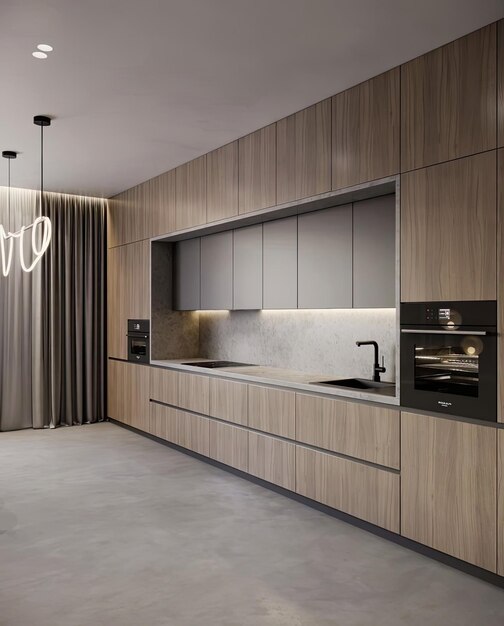 una cocina con una ventana que dice que amo en la pared