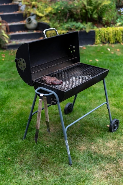 Foto cocinar en una barbacoa